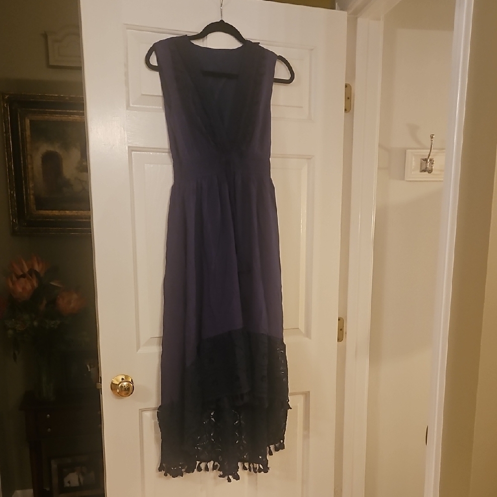 Elegant Purple Lace Hem Dress